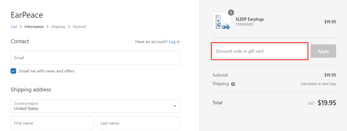 How to use EarPeace promo code