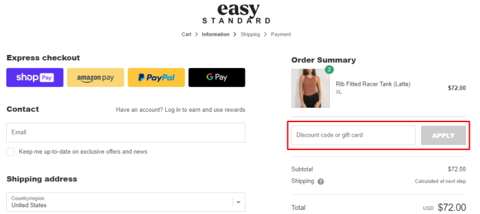 How to use Easy Standard promo code