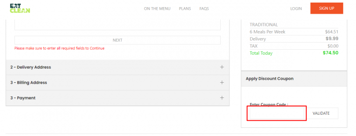 How to use Eat Clean promo code