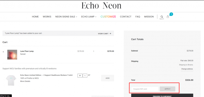 How to use Echo Neon promo code