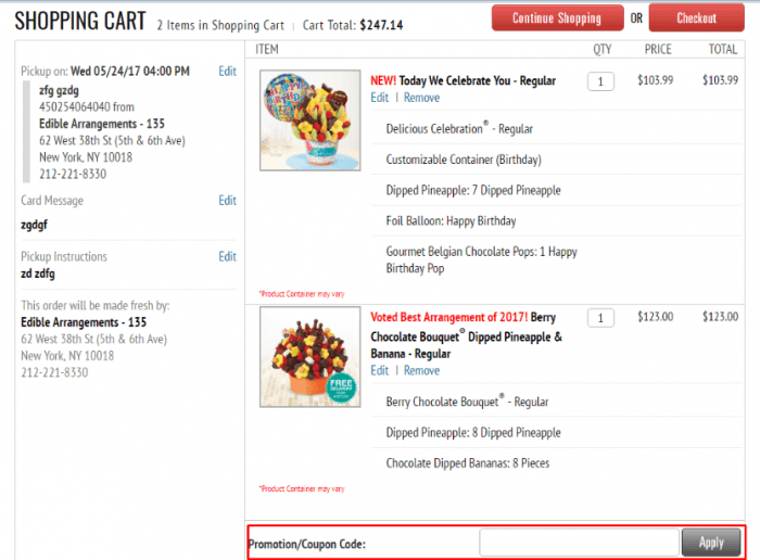 How to use Edible Arrangements promo code