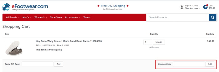 How to use eFootwear.com promo code