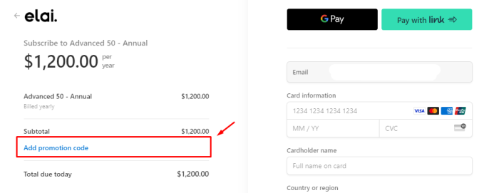 How to use Elai promo code