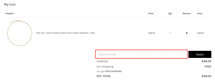 How to use ELLIE VAIL promo code