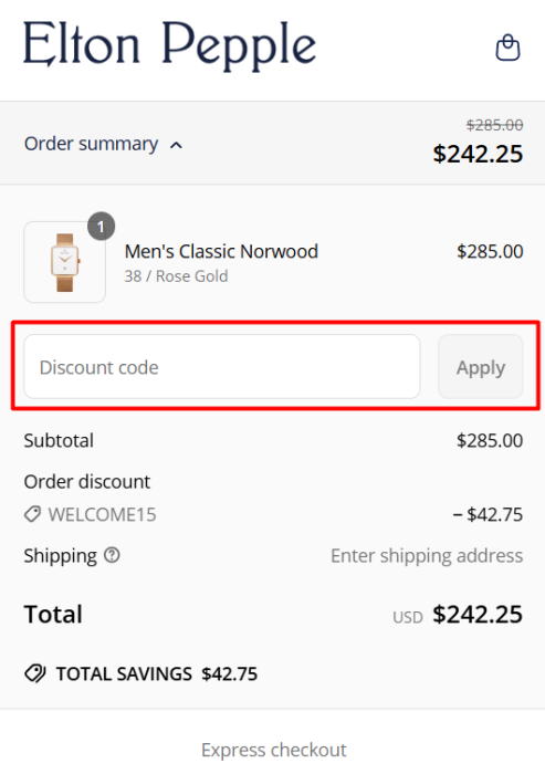 How to use Elton Pepple promo code