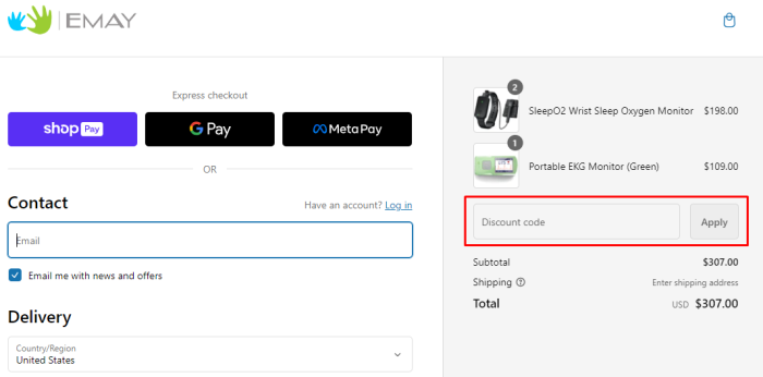 How to use EMAY promo code