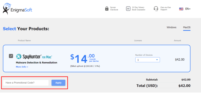 How to use EnigmaSoft promo code