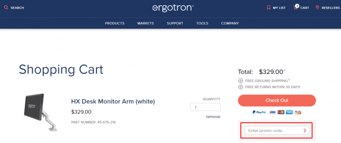 How to use Ergotron promo code