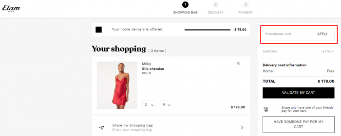 How to use Etam promo code
