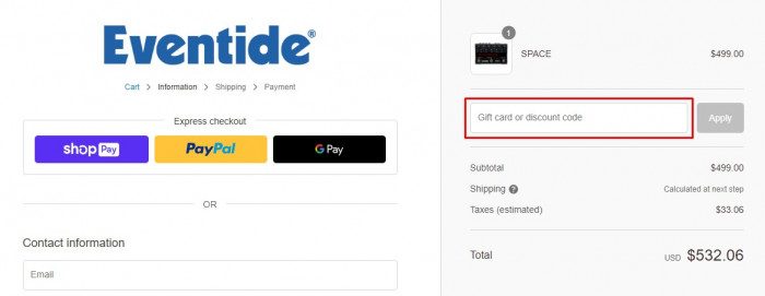 How to use Eventide promo code