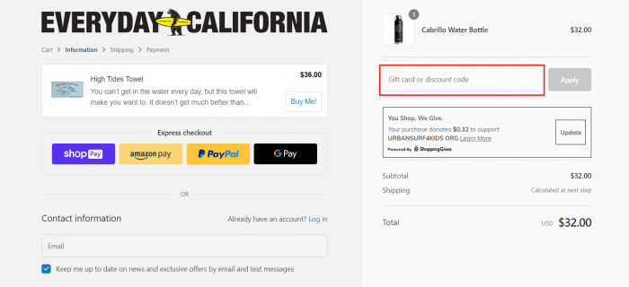 How to use Everyday California promo code