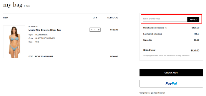 How to use Everything But Water promo code