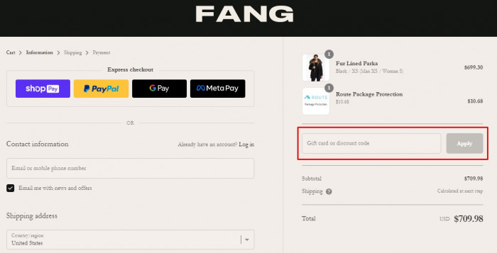 How to use Fang NYC promo code