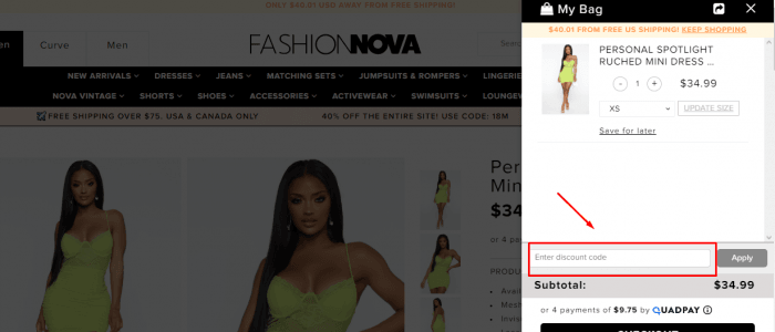 How to use Fashion Nova promo code