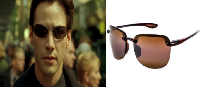 Neo in round sunglasses in the Matrix
