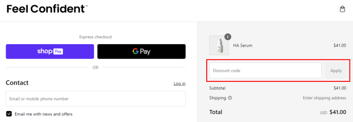 How to use Feel Confident promo code
