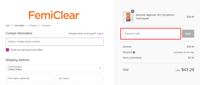 How to use FemiClear promo code