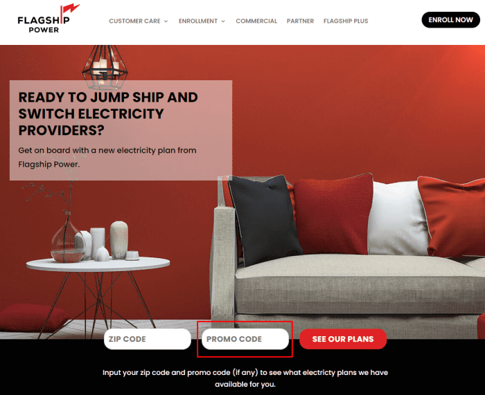 How to use Flagship Power promo code