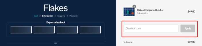 How to use Flakes promo code