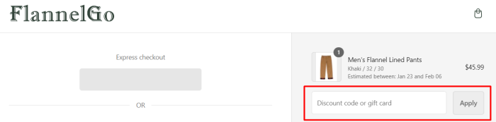 How to use FlannelGo promo code
