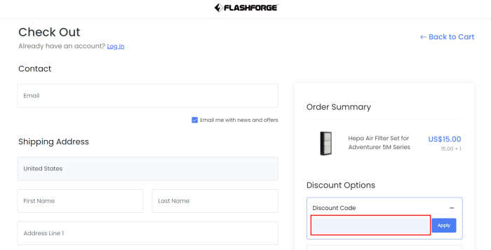 How to use Flashforge promo code