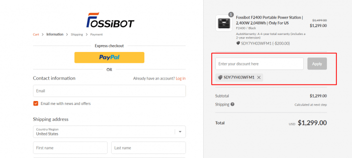 How to use Fossibot promo code