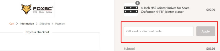 How to use FOXBC promo code