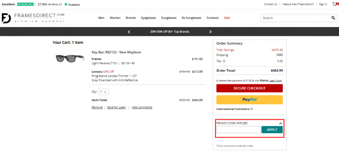 How to use FramesDirect.com promo code