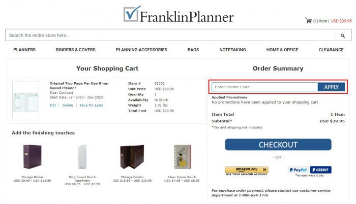 How to use FranklinPlanner promo code