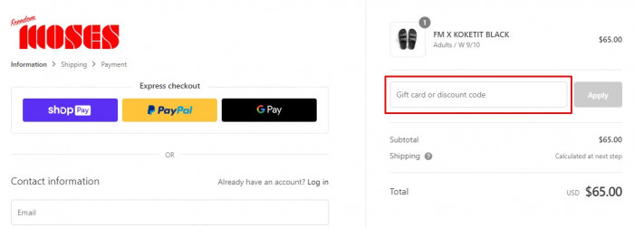 How to use FREEDOM MOSES promo code