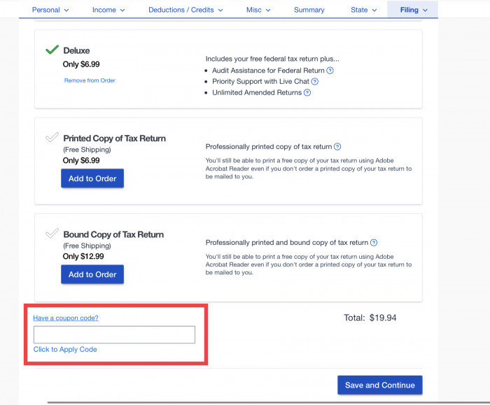 How to apply coupon code at FreeTaxUSA