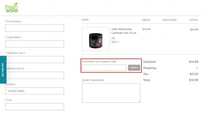 How to use Fresh Wave promo code