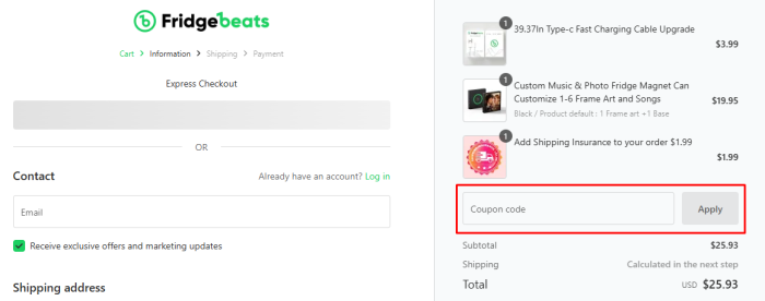 How to use Fridgebeats promo code