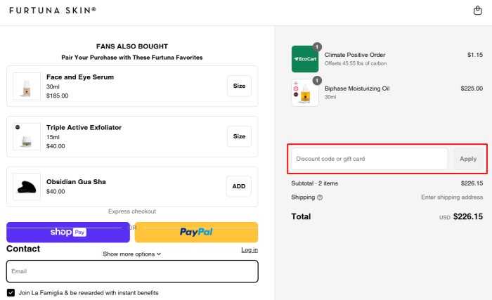 How to use Furtuna Skin promo code