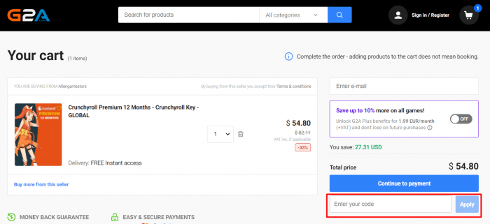 How to use G2A promo code