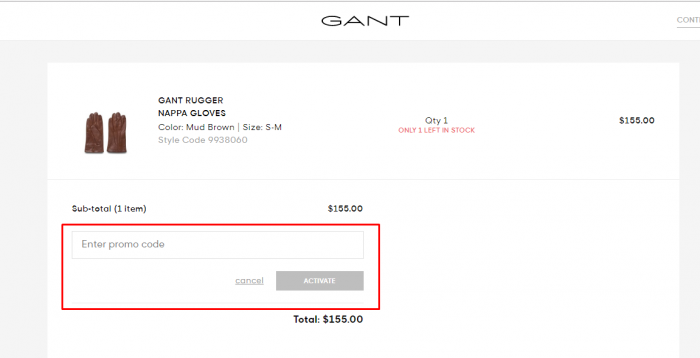 How to use a promo code at Gant