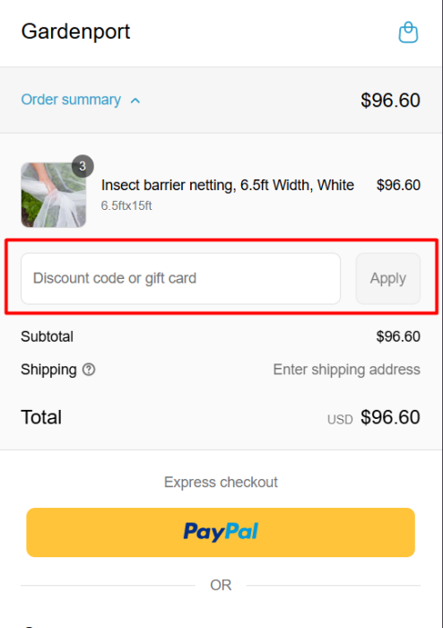 How to use Gardenport promo code