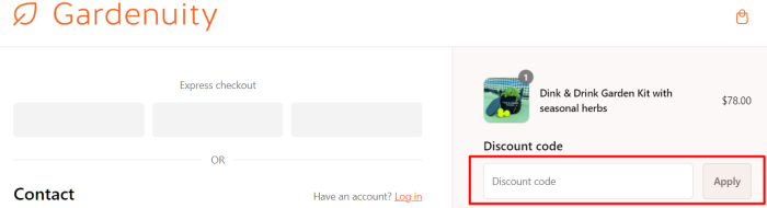 How to use Gardenuity promo code