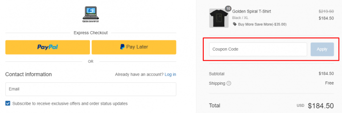 How to use Geeksoutfit promo code