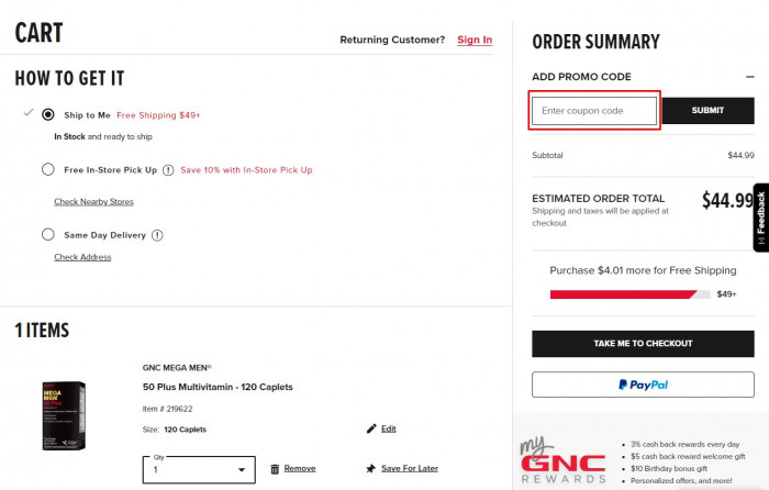 How to use GNC promo code