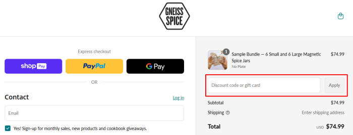 How to use Gneiss Spice promo code