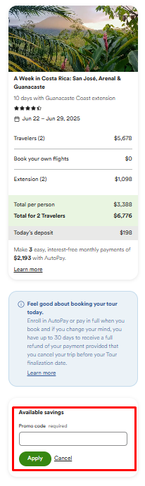 How to use Go Ahead Tours promo code