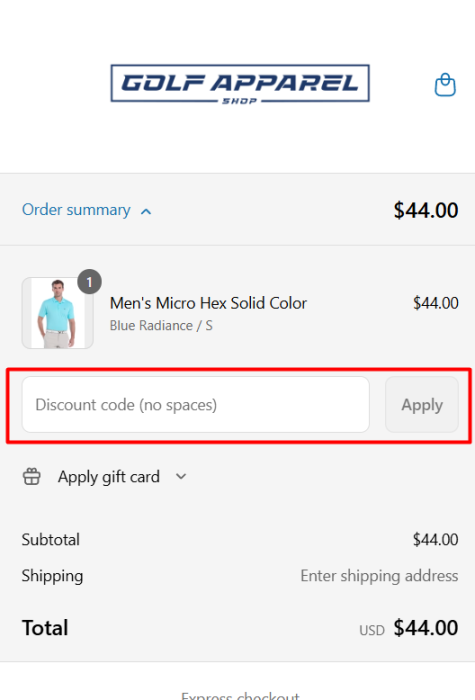 How to use Golf Apparel Shop promo code