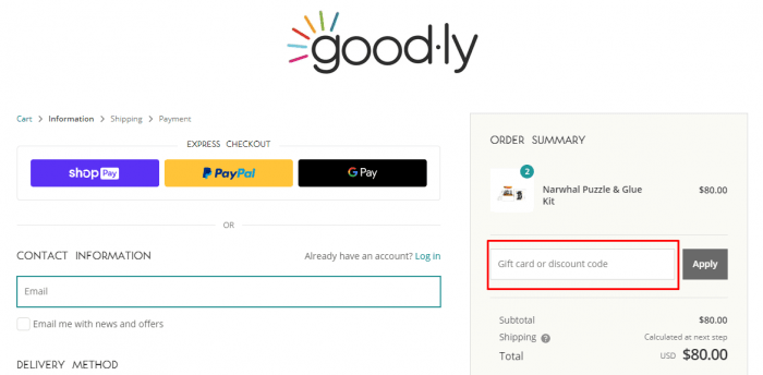 How to use Goodly promo code