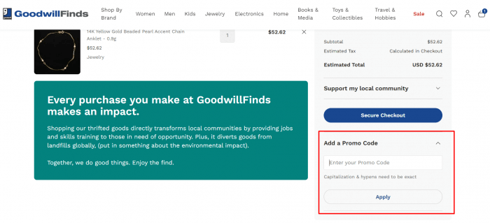 How to use GoodwillFinds promo code