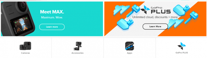 GoPro range of products