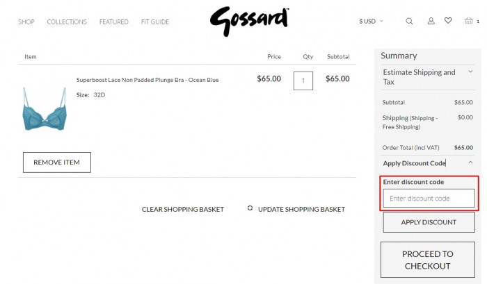 How to use GOSSARD promo code