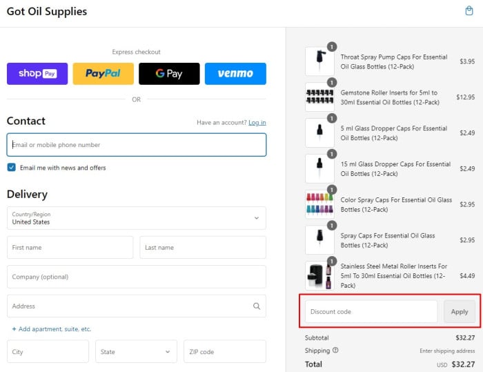 How to use Got Oil Supplies promo code