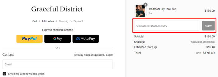 How to use Graceful District promo code