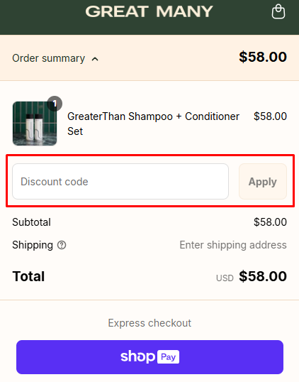 How to use Great Many promo code